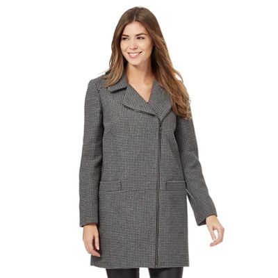 The Collection Grey textured asymmetric zip coat with wool
